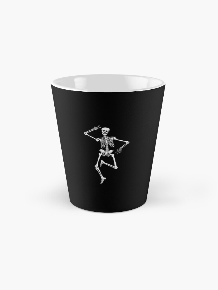 Set of 2 White Ceramic Dancing Skeletons 20-ounce Coffee Mugs