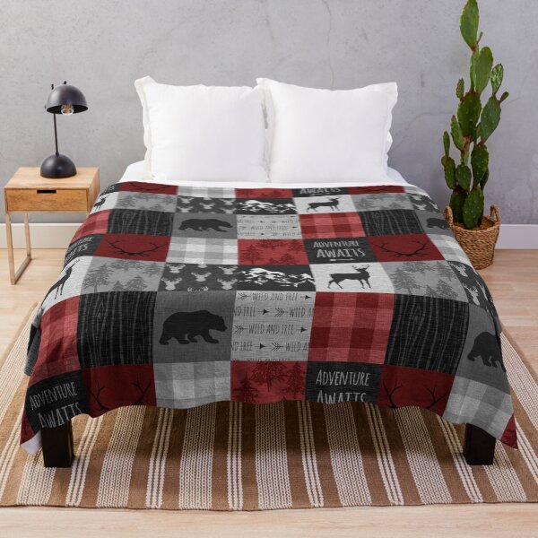 Item preview, Adventure Awaits Patchwork - Bosque rojo y negro designed and sold by SugarPineDesign.
