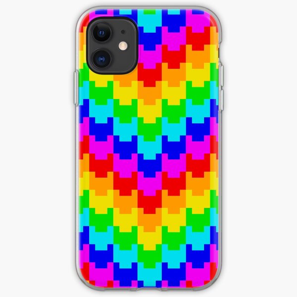Pixelated Rainbow Heart Pattern iPhone Soft Case