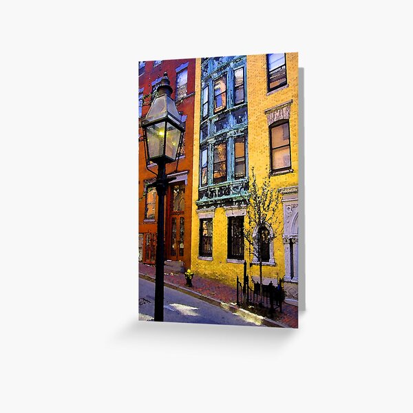 Beacon hill street lamp and walkway Greeting Card