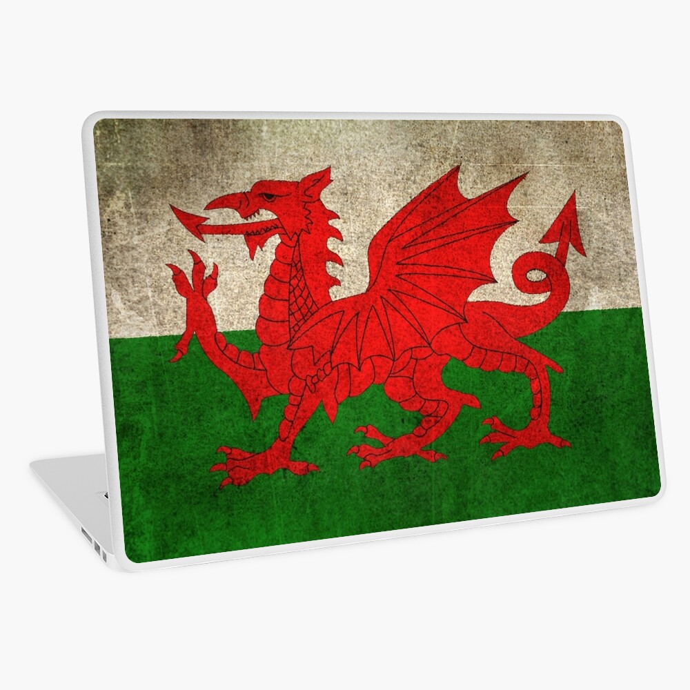 Old and Worn Distressed Vintage Flag of Wales Laptop Skin