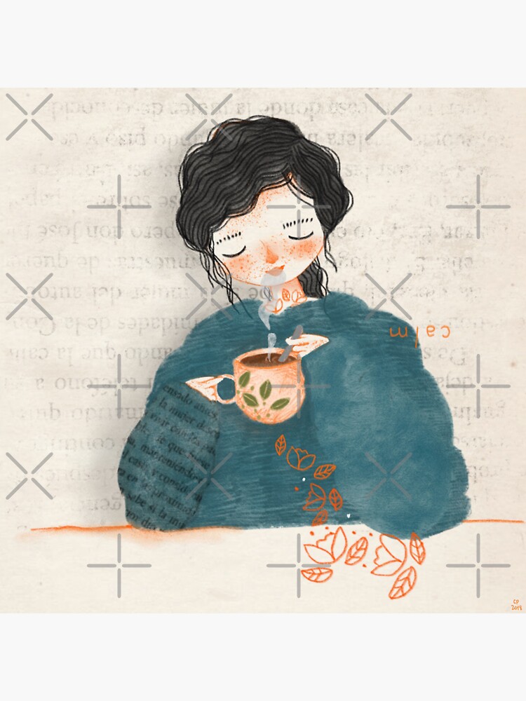 Thumbnail 3 of 3, Sticker, Calm #3 designed and sold by carosurreal.