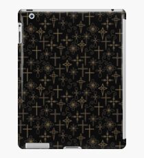 Gold crosses on a black background iPad Case/Skin
