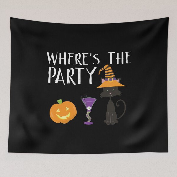 Item preview, Where's The Party Cat Pumpkin Drink Design designed and sold by SpiritWestDesig.