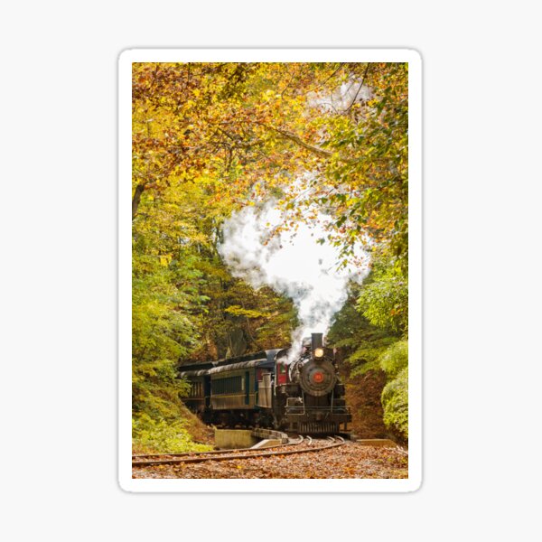 Nature Landscape Photography - Steam Train with Autumn Foliage Sticker