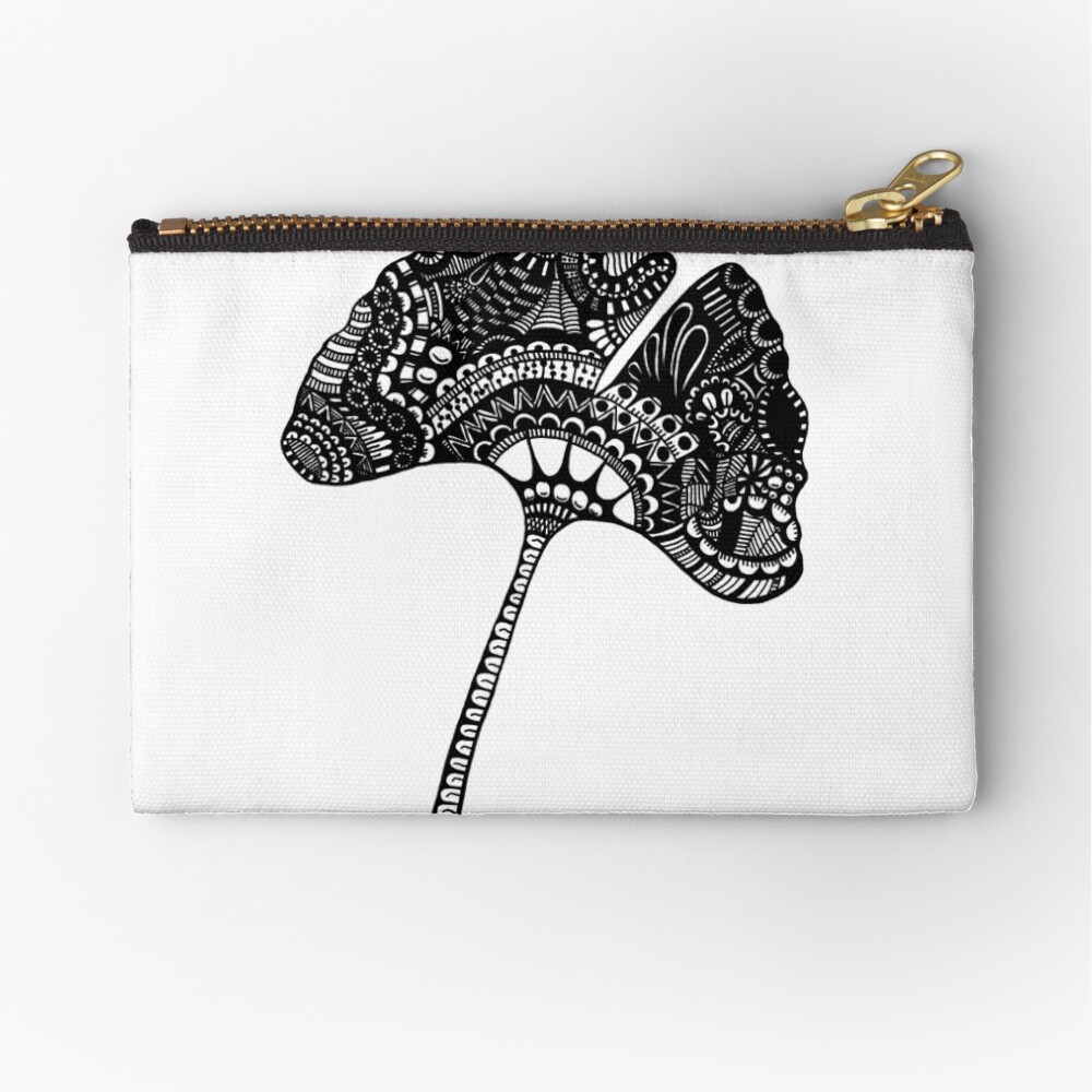 Canvas Cash Coin Purse,Ginkgo Biloba Print Make Up Bag Zipper Small Purse Wallets