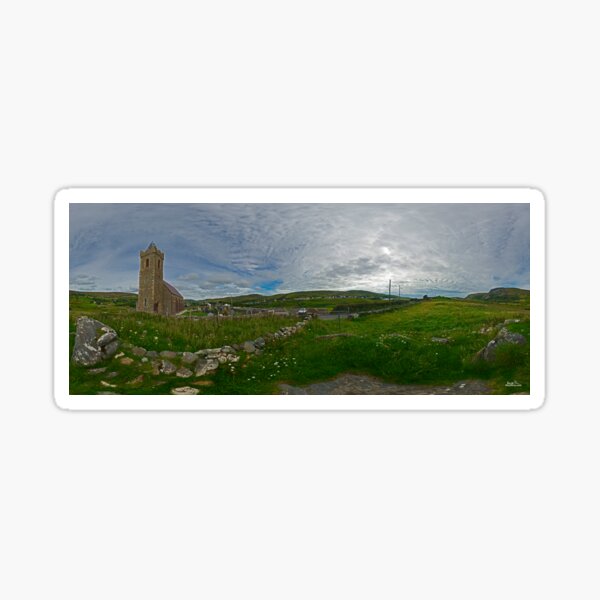 Glencolmcille Panorama with Church Sticker