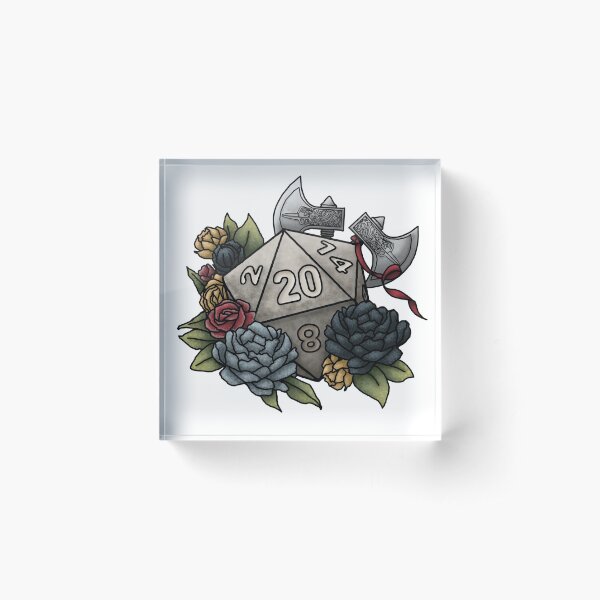 Barbarian Class D20 - Tabletop Gaming Dice Acrylic Block