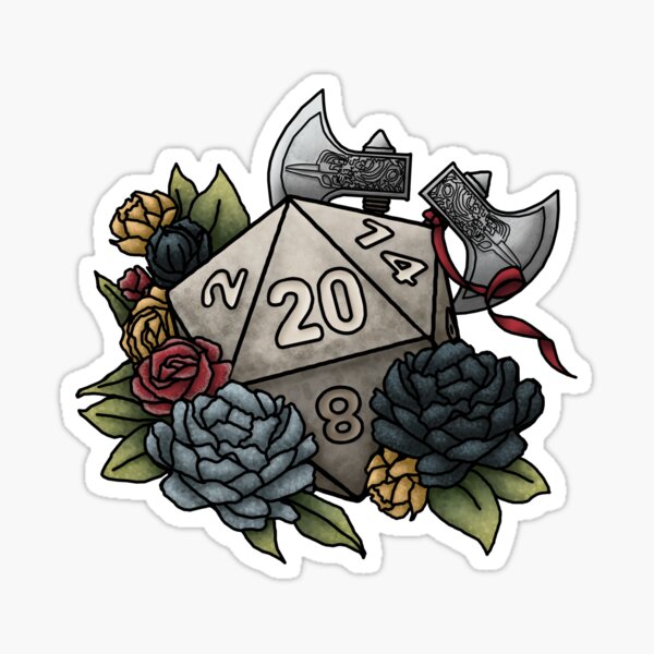 Barbarian Class D20 - Tabletop Gaming Dice Sticker