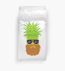 Bearded Fruit Cool Pineapple Graphic T-shirt Sunglasses Mustache Old Juicy Summer Beach Holidays Duvet Cover