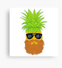 Bearded Fruit Cool Pineapple Graphic T-shirt Sunglasses Mustache Old Juicy Summer Beach Holidays Canvas Print