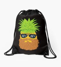 Bearded Fruit Cool Pineapple Graphic T-shirt Sunglasses Mustache Old Juicy Summer Beach Holidays Drawstring Bag