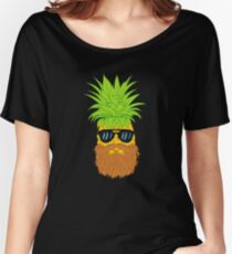 Bearded Fruit Cool Pineapple Graphic T-shirt Sunglasses Mustache Old Juicy Summer Beach Holidays Relaxed Fit T-Shirt