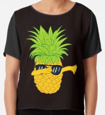 Swagger Dab Sunglasses Fruit Cool Pineapple Graphic T-shirt Summe Holidays Vacation Swag Dope Design Chiffon Top