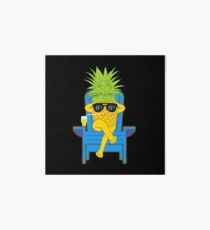 Fruit Cool Pineapple With Sunglasses Graphic T-shirt Summer Sun Drinking Juice Holidays Relaxing Art Board Print