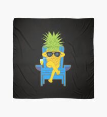 Fruit Cool Pineapple With Sunglasses Graphic T-shirt Summer Sun Drinking Juice Holidays Relaxing Scarf