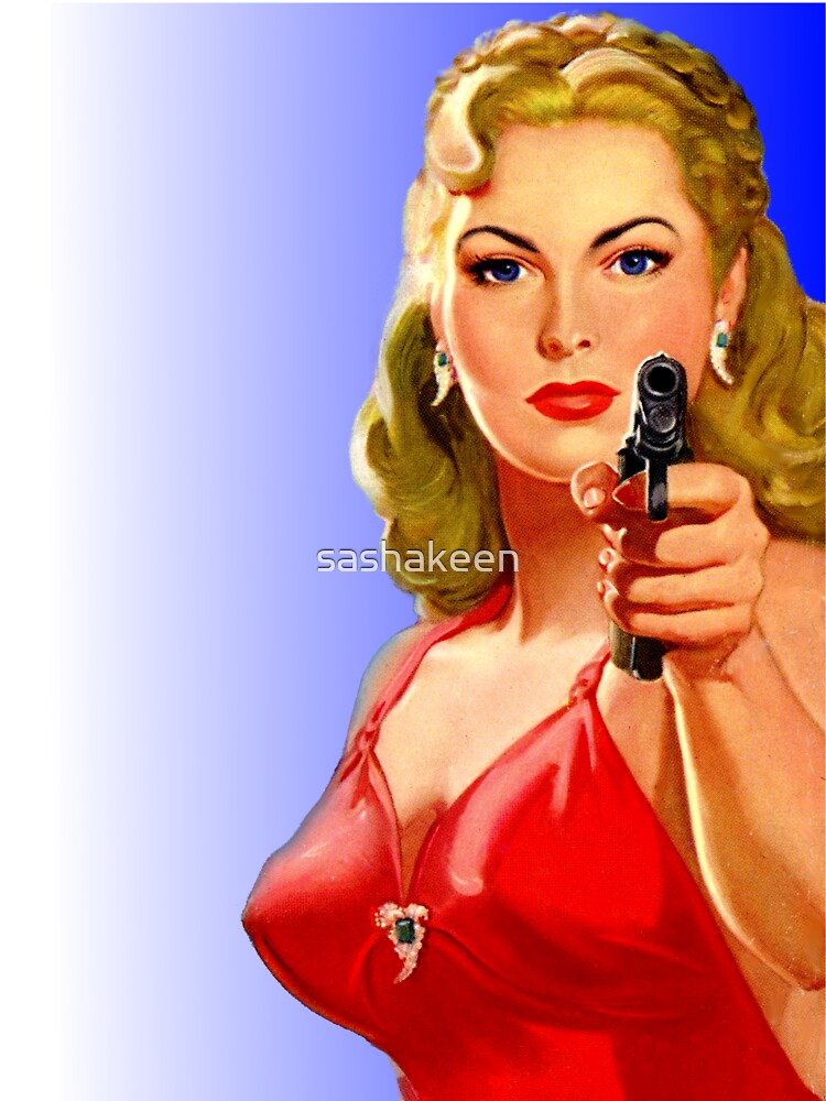 "Red Hot Girl with Gun" Sticker for Sale by sashakeen Redbubble