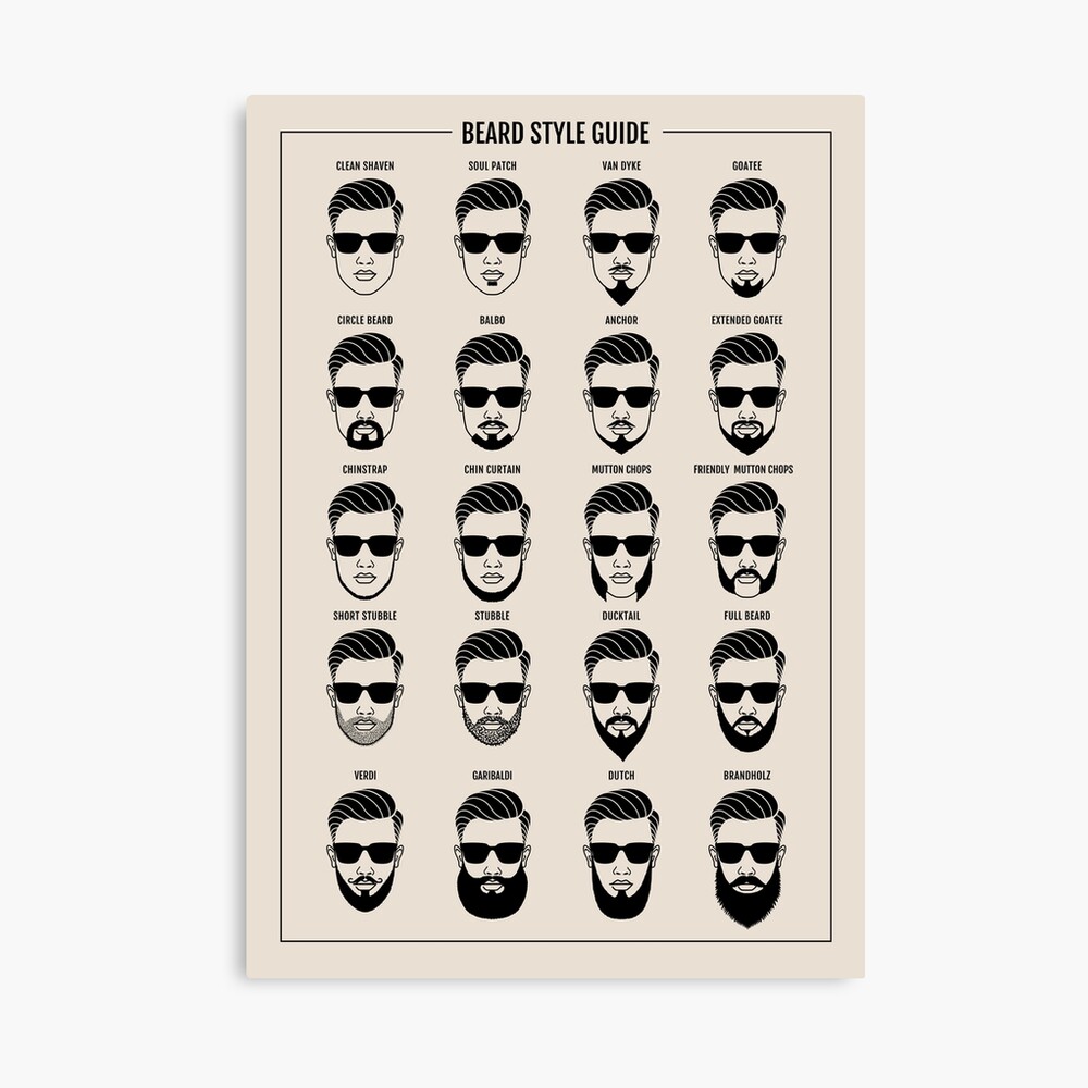 beard style guide poster Photographic Print