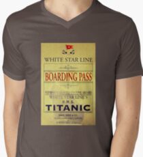 RMS Titanic Boarding Pass design V-Neck T-Shirt