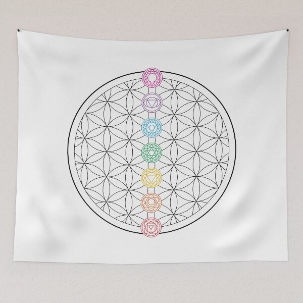 Item preview, Sacred Geometry Flower of Life & Chakras - White designed and sold by SmoreGraphics.