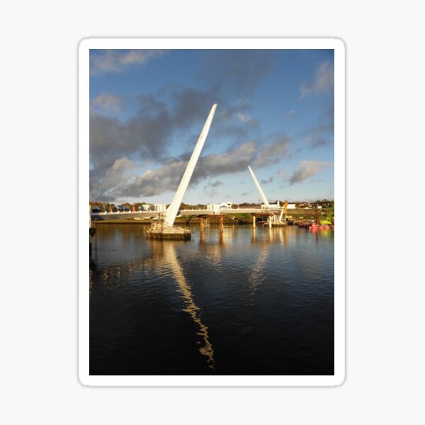 New Peace Bridge in constuction over river Foyle - Derry Ireland Sticker