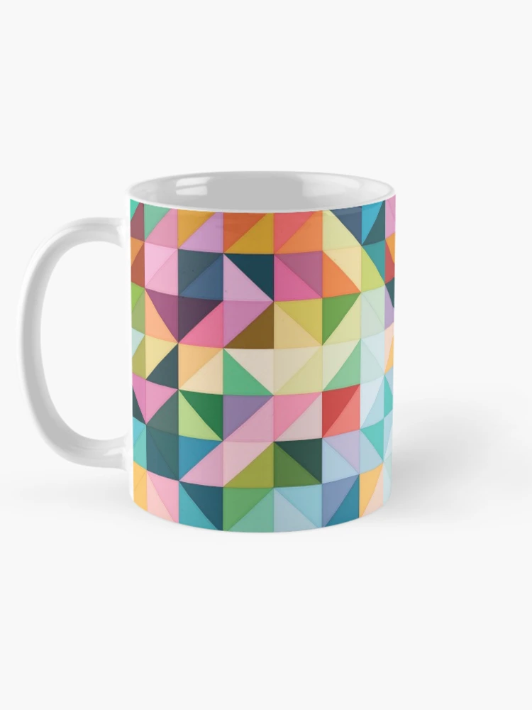 Thumbnail 5 of 6, Coffee Mug, Springtime Pastel Color Triangle Square Pattern designed and sold by patternsoup.