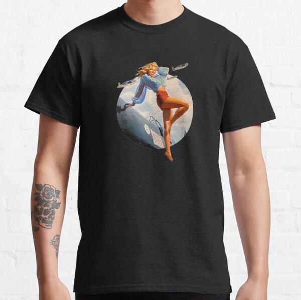 Pin-up blonde. Air force in WWII. 40's Classic T-Shirt