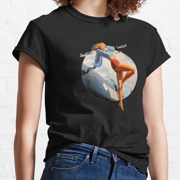 Pin-up blonde. Air force in WWII. 40's Classic T-Shirt