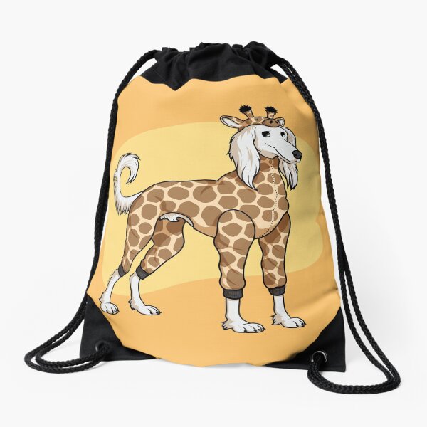 Saluki, gekleidet wie eine Giraffe Turnbeutel