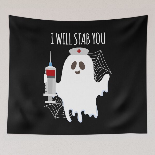 Item preview, I Will Stab You Nurse Ghost Funny Halloween designed and sold by BUBLTEES.