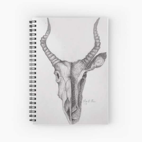Gazelle and skull sketch Spiral Notebook