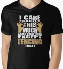 Camiseta para hombre de cuello en v Esgrima los amantes cuidan mucho citar