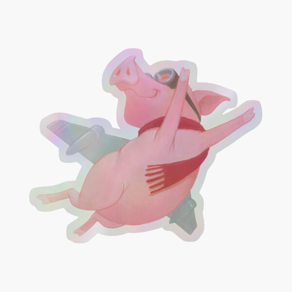 Item preview, Joyful Flying Pink Pig with Red Scarf designed and sold by chadcameron.