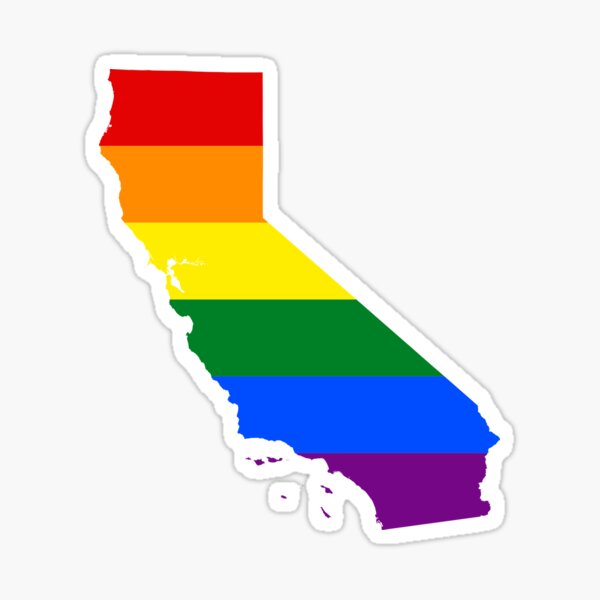 LGBT Flag Map of California Sticker