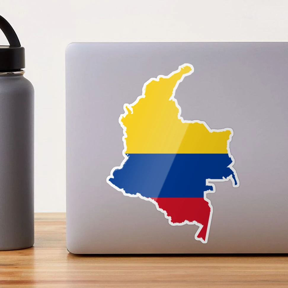 Flag Map Of Colombia Sticker By Abbeyz71 Colombia Map Colombia Flag