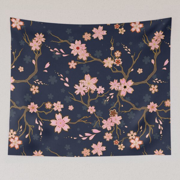 Item preview, Dark Blue Sakura Spring Batik designed and sold by bloomejasmine.