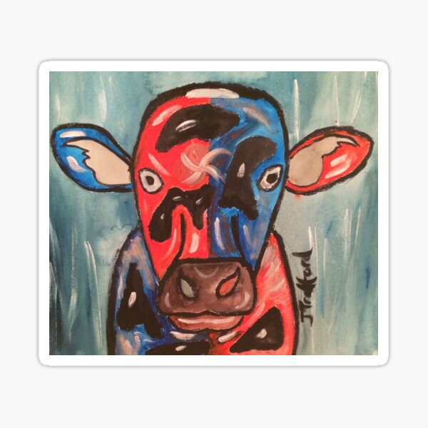 A cow that been on the wrong sort of grass Sticker