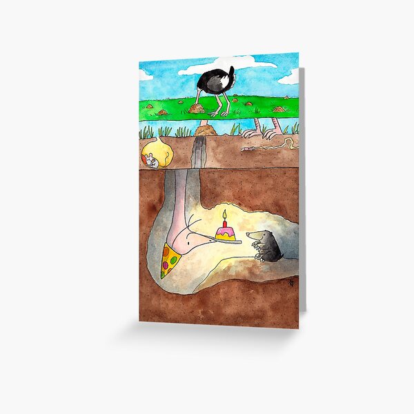 Ostrich and Mole Happy Birthday Greeting Card
