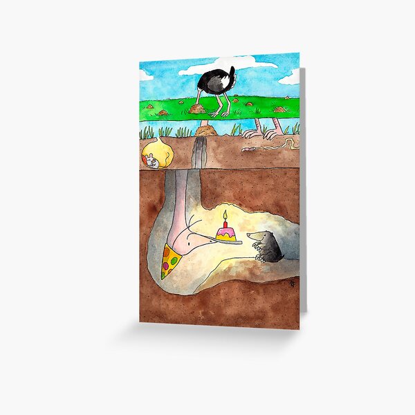 Item preview, Ostrich and Mole Happy Birthday designed and sold by nicolejanes.