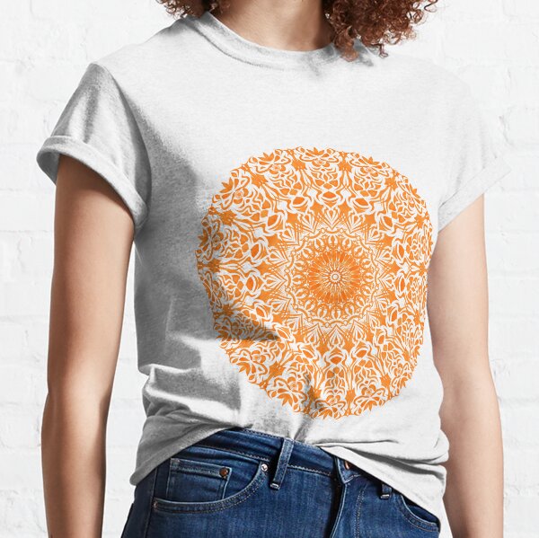 Tribal Mandala orange mit weißem Hintergrund Classic T-Shirt