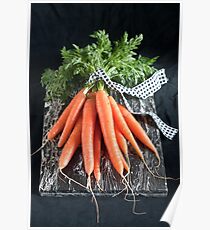 Carrots on Black Poster