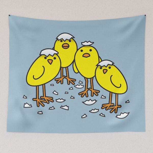 Item preview, Four Freshly Hatched Staring Yellow Chicks designed and sold by CleverPencil.