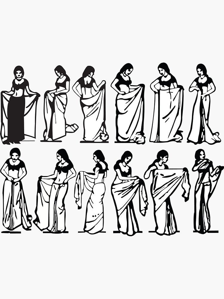 Saree Asian Women Clothing Silhouette Vector Stock Vector