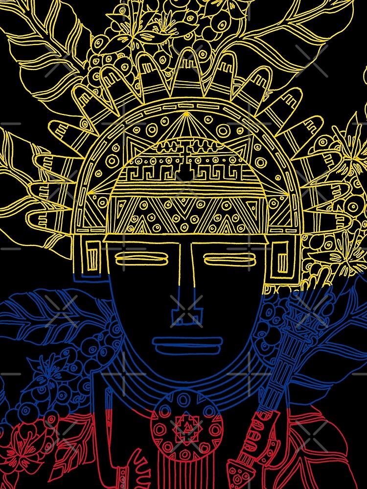MUISCA CHIBCHA COLOMBIA COFFEE PLANT NATIONAL FLAG - linework by intenzaesthetic
