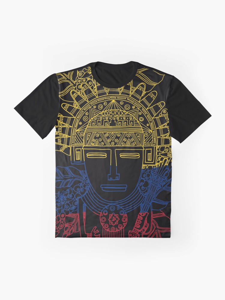 Alternate view of MUISCA CHIBCHA COLOMBIA COFFEE PLANT NATIONAL FLAG - linework Graphic T-Shirt
