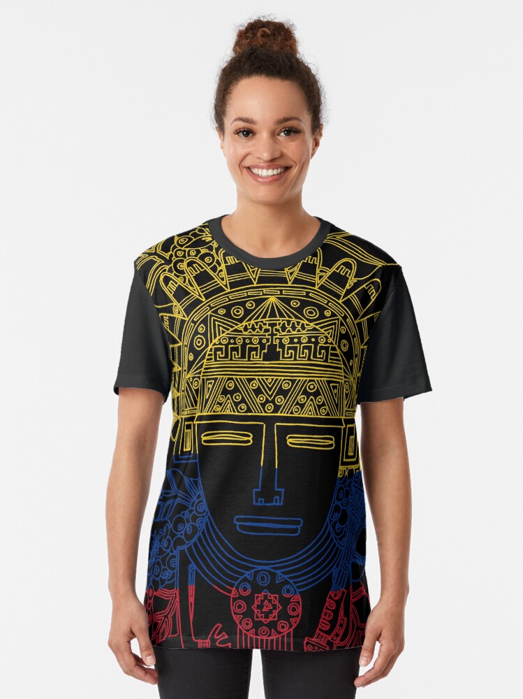 Alternate view of MUISCA CHIBCHA COLOMBIA COFFEE PLANT NATIONAL FLAG - linework Graphic T-Shirt