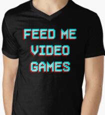 3D effect Feed me video games gaming console pc addict Men's V-Neck T-Shirt