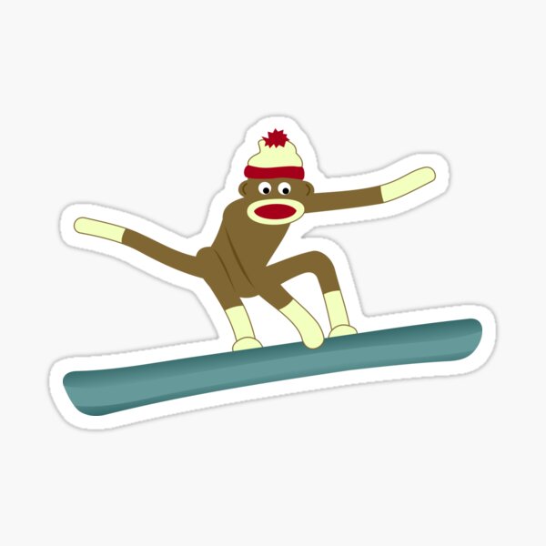 Sock Monkey Snowboarder Sticker