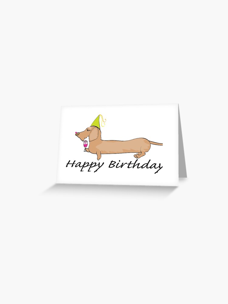 Carte De Vœux Teckel Aux Cheveux Joyeux Anniversaire Par Khanagirl Redbubble