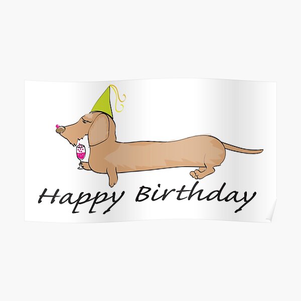 "Herzlichen Glückwunsch zum Geburtstag, behaarten Dackel" Poster von